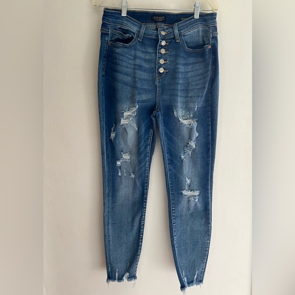 Judy Blue Denim - Judy Blue Hi-Rise Skinny Fit Destroyed Button-Fly Jeans